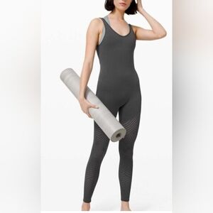 Lululemon Reveal Onesie in graphite grey. 